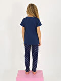 Kız Çocuk Kısa Kollu %100 Pamuklu Pijama Takımı Cute Love