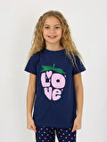 Kız Çocuk Kısa Kollu %100 Pamuklu Pijama Takımı Cute Love