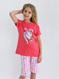 Kız Çocuk Kısa Kollu Kapri %100 Pamuklu Pijama Takımı Dreamer Girl