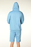 defy's ERKEK KAPÜŞONLU FERMUARLI OVERSIZE SWEATSHIRT MAVİ - XL