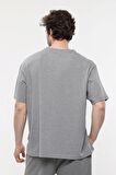 defy's ERKEK KISA KOLLU BASKILI OVERSIZE KALIP BİSİKLET YAKA TİŞÖRT