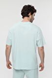 defy's ERKEK KISA KOLLU BASKILI OVERSIZE KALIP BİSİKLET YAKA TİŞÖRT KAR MELANJ - XS