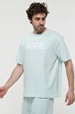 defy's ERKEK KISA KOLLU BASKILI OVERSIZE KALIP BİSİKLET YAKA TİŞÖRT KAR MELANJ - XS