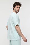 defy's ERKEK KISA KOLLU BASKILI OVERSIZE KALIP BİSİKLET YAKA TİŞÖRT KAR MELANJ - XS