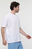defy's ERKEK KISA KOLLU BASKILI OVERSIZE KALIP BİSİKLET YAKA TİŞÖRT KAR MELANJ - XS