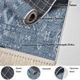 Dekoreko Kaymaz Taban Djt Salon Halısı Star Pamuk Saçaklı İskandinav F5137