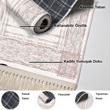 Dekoreko Kaymaz Taban Djt Mutfak Halısı Star Pamuk Saçaklı Modern M5076