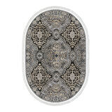 Dekoreko Kaymaz Taban Djt Mutfak Halısı Yıldız Deri Saçaklı Oval Modern 659M