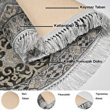 Dekoreko Kaymaz Taban Djt Mutfak Halısı Yıldız Deri Saçaklı Oval Modern 659M