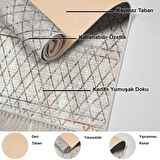 Dekoreko Kaymaz Taban Djt Mutfak Halısı Yıldız Deri Saçaklı İskandinav F5079