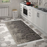 Dekoreko Kaymaz Taban Djt Mutfak Halısı Yıldız Deri Saçaklı Modern 1911