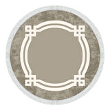 Dekoreko Kaymaz Taban Djt Mutfak Halısı Star Pamuk Saçaklı Yuvarlak Modern 657M