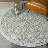 Dekoreko Kaymaz Taban Djt Salon Halısı Trend Saçaklı Yuvarlak Modern 757