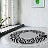 Dekoreko Kaymaz Taban Djt Salon Halısı Trend Saçaklı Yuvarlak Modern 608M