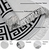 Dekoreko Kaymaz Taban Djt Salon Halısı Trend Saçaklı Yuvarlak Modern 608M