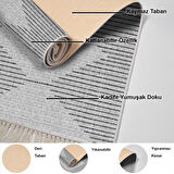 Dekoreko Kaymaz Taban Djt Mutfak Halısı Yıldız Deri Saçaklı İskandinav F5085