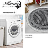 Dekoreko Kaymaz Taban Djt Mutfak Halısı Star Pamuk Saçaklı Yuvarlak Modern M5001