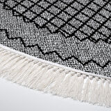 Dekoreko Kaymaz Taban Djt Mutfak Halısı Star Pamuk Saçaklı Yuvarlak Modern M5001