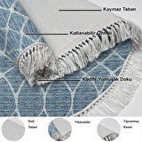 Dekoreko Kaymaz Taban Djt Mutfak Halısı Trend Saçaklı Yuvarlak İskandinav F5084