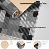 Dekoreko Kaymaz Taban Djt Mutfak Halısı Yıldız Deri Saçaklı Modern Mu113