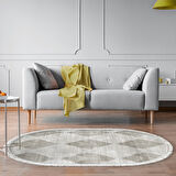 Dekoreko Kaymaz Taban Djt Salon Halısı Star Pamuk Saçaklı Oval İskandinav F5131