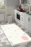 Kaymaz Dijital Mutfak & Salon Halı Trend Saçaklı Geometrik E5015