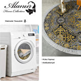 Dekoreko Kaymaz Taban Djt Salon Halısı Yıldız Deri Saçaklı Yuvarlak Modern 659M