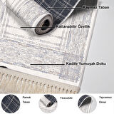 Dekoreko Kaymaz Taban Djt Mutfak Halısı Star Pamuk Saçaklı Modern M5076