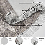 Dekoreko Kaymaz Taban Djt Mutfak Halısı Trend Saçaklı Oval İskandinav F5132