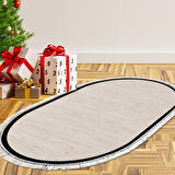 Alanur Home Kaymaz Taban Djt Banyo Mutfak Salon Halı Star Pamuk Saçaklı Oval Dokuma Desen E5007