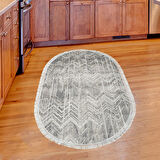 Dekoreko Kaymaz Taban Djt Mutfak Halısı Yıldız Deri Saçaklı Oval İskandinav F5083