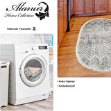 Dekoreko Kaymaz Taban Djt Mutfak Halısı Yıldız Deri Saçaklı Oval İskandinav F5083