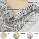 Dekoreko Kaymaz Taban Djt Mutfak Halısı Yıldız Deri Saçaklı Oval İskandinav F5083