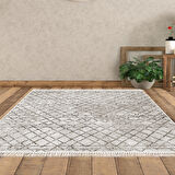 Dekoreko Kaymaz Taban Djt Salon Halısı Yıldız Deri Saçaklı İskandinav F5079