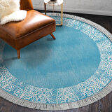 Dekoreko Kaymaz Taban Djt Salon Halısı Star Pamuk Saçaklı Yuvarlak Modern 1460