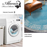 Dekoreko Kaymaz Taban Djt Salon Halısı Star Pamuk Saçaklı Yuvarlak Modern 1460