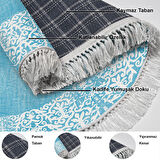 Dekoreko Kaymaz Taban Djt Salon Halısı Star Pamuk Saçaklı Yuvarlak Modern 1460