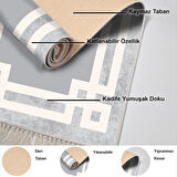 Dekoreko Kaymaz Taban Djt Banyo Halısı Yıldız Deri Saçaklı Modern 657M