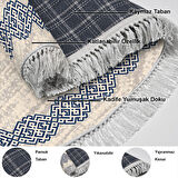 Dekoreko Kaymaz Taban Djt Banyo Halısı Star Pamuk Saçaklı Oval Modern 1319