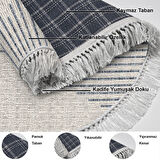 Dekoreko Kaymaz Taban Djt Mutfak Halısı Star Pamuk Saçaklı Yuvarlak İskandinav F5085