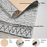 Dekoreko Kaymaz Taban Djt Mutfak Halısı Yıldız Deri Saçaklı İskandinav F5081