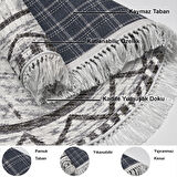 Dekoreko Kaymaz Taban Djt Salon Halısı Star Pamuk Saçaklı Yuvarlak İskandinav F5081