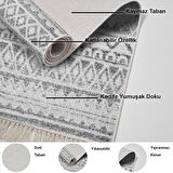 Dekoreko Kaymaz Taban Djt Mutfak Halısı Trend Saçaklı İskandinav F5078