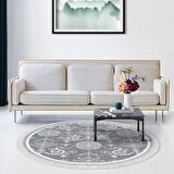 Dekoreko Kaymaz Taban Djt Salon Halısı Yıldız Deri Saçaklı Yuvarlak Modern 1861M