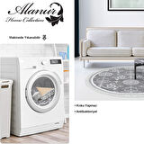 Dekoreko Kaymaz Taban Djt Salon Halısı Yıldız Deri Saçaklı Yuvarlak Modern 1861M