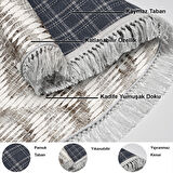 Dekoreko Kaymaz Taban Djt Salon Halısı Star Pamuk Saçaklı Oval İskandinav F5124