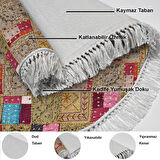 Dekoreko Kaymaz Taban Djt Mutfak Halısı Trend Saçaklı Yuvarlak Modern 2155M