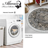 Dekoreko Kaymaz Taban Djt Mutfak Halısı Yıldız Deri Saçaklı Yuvarlak Modern 659M