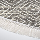 Dekoreko Kaymaz Taban Djt Salon Halısı Star Pamuk Saçaklı Yuvarlak İskandinav F5087