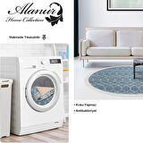 Dekoreko Kaymaz Taban Djt Salon Halısı Yıldız Deri Saçaklı Yuvarlak İskandinav F5084